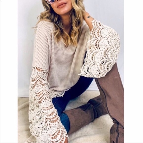 Boho Lace Knit Tunic Top - Picture 3 of 4